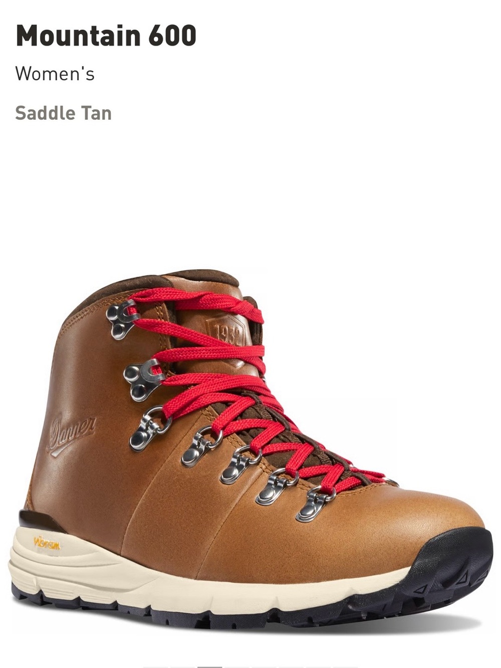 Danner Mountain 600 Women's Saddle Tan Boots with Red Laces